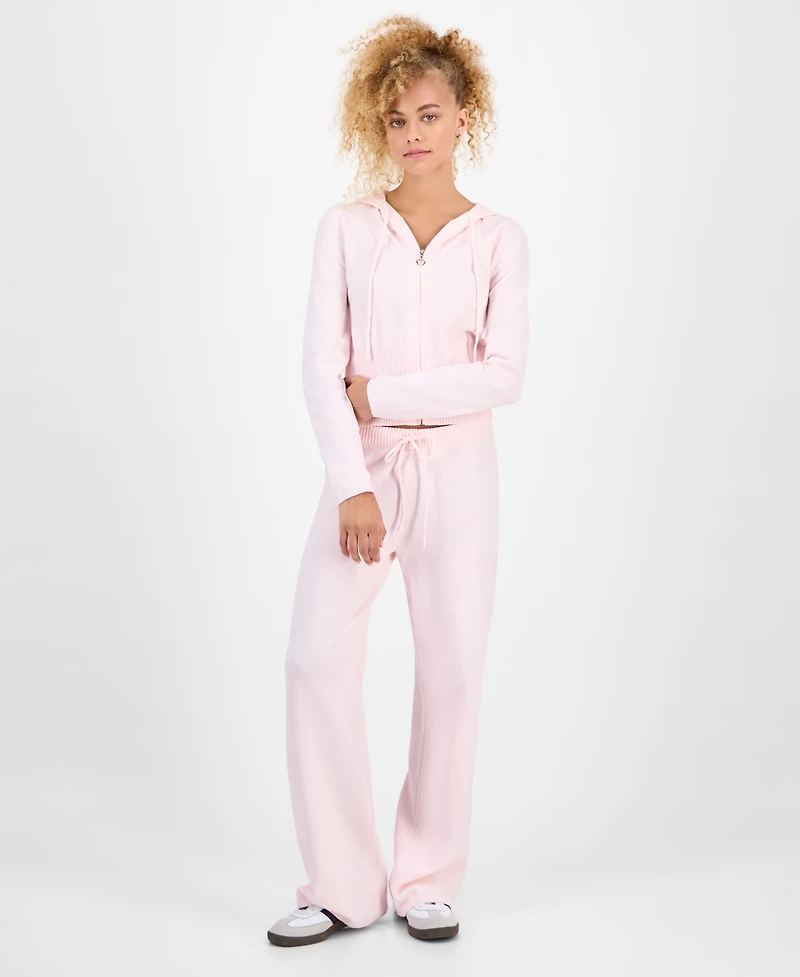 Hippie Rose Juniors' Chenille Zip-Up Sweater Hoodie