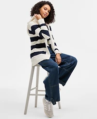 Madden Girl Juniors' Sherpa-Lined Striped Open Cardigan