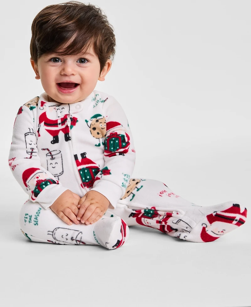 Carter's Baby Boys or Girls Santa Print Loose-Fit Fleece Long-Sleeve Sleep and Play