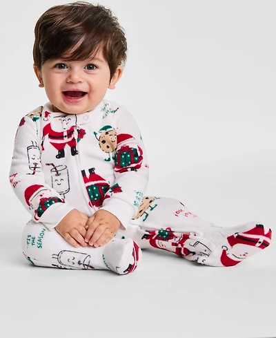 Carter's Baby Boys or Girls Santa Print Loose-Fit Fleece Long-Sleeve Sleep and Play