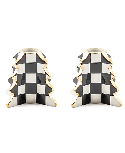 MacKenzie-Childs Check Tree Candle Holders, Set of 2