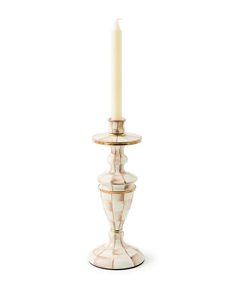 MacKenzie-Childs Mocha Check Medium Candlestick