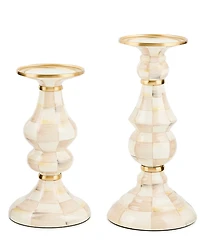 MacKenzie-Childs Mocha Check Large Pillar Candlestick
