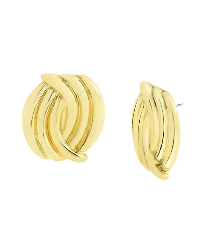 Steve Madden Gold Vintage Ribbed Button Earrings