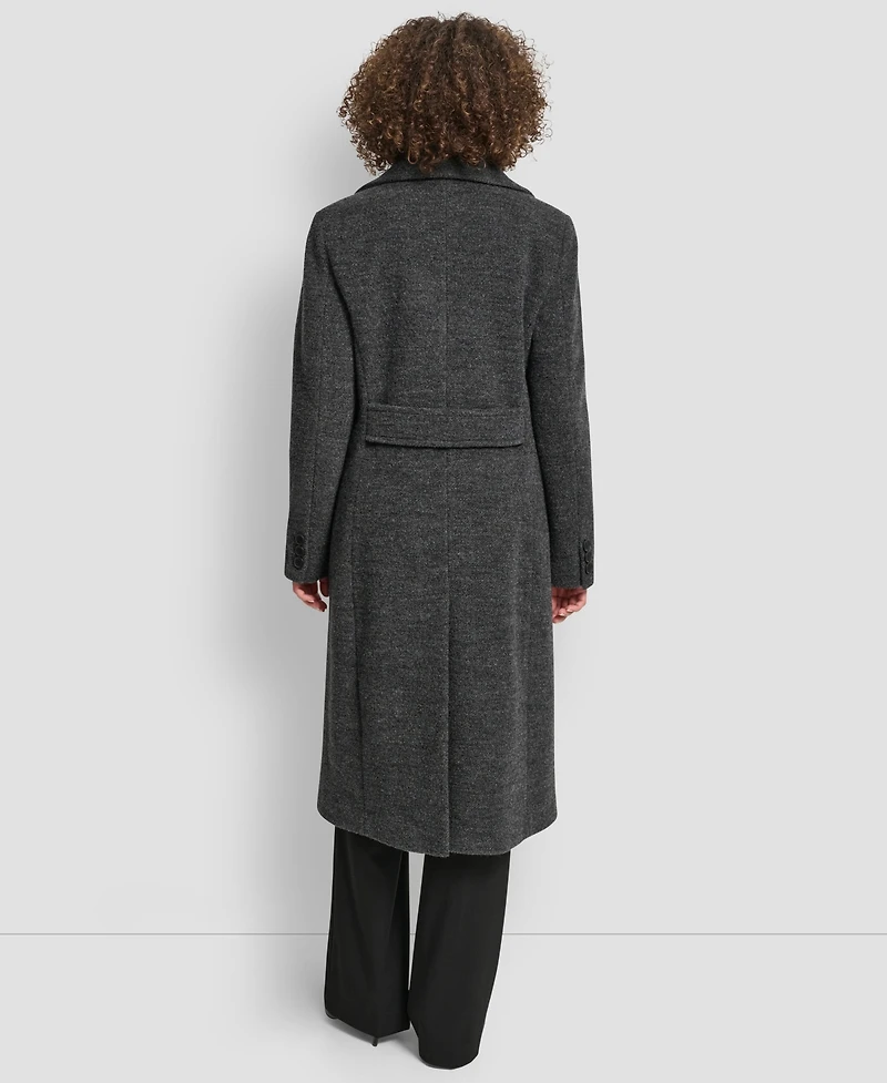 Dkny Women's Maxi Boucle Notch Collar Coat
