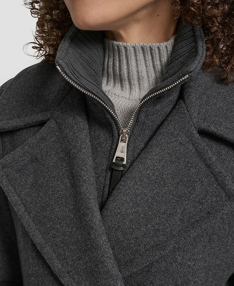 Dkny Women's Double-Breasted Bibbed Collared Coat