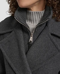 Dkny Women's Double-Breasted Bibbed Collared Coat