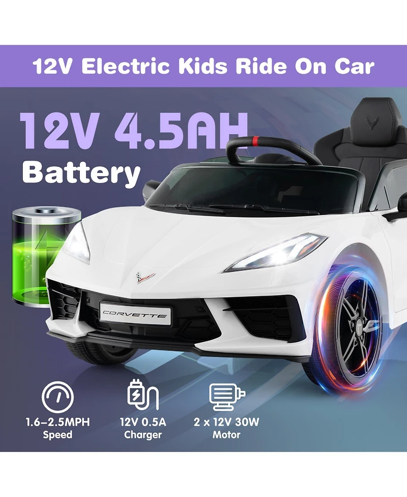 Akiudex 12V Chevrolet Corvette Ride On Car with Remote for Kids