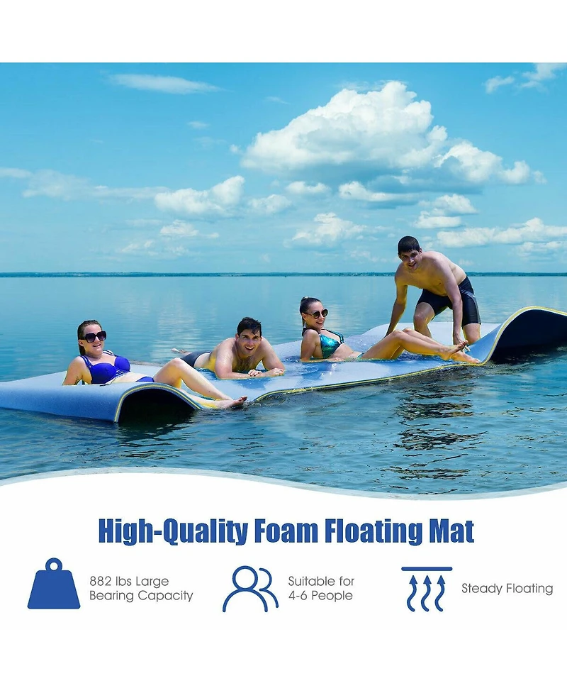 Akiudex Floating Water Pad for 4–6 People with Tether and Storage Straps