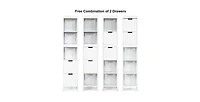 Slickblue Bathroom Cabinet Tower with 2 Storage Drawers and 3 Shelves in Wood Finish