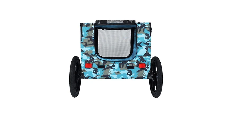 Aostirmotor Blue Outdoor Heavy Duty Collapsible Pet Bike Trailer with Universal Hitch Foldable Dog Cargo Carrier Cart for Bicycles