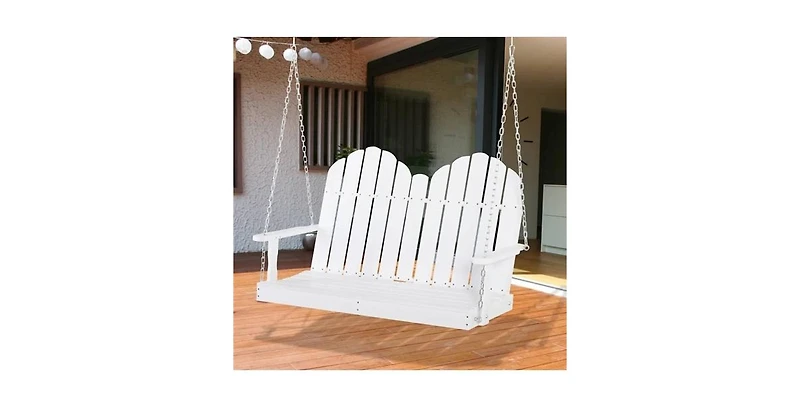 Slickblue Solid Wood Hanging Patio Swing, 2-Seater Design for Outdoor Relaxation