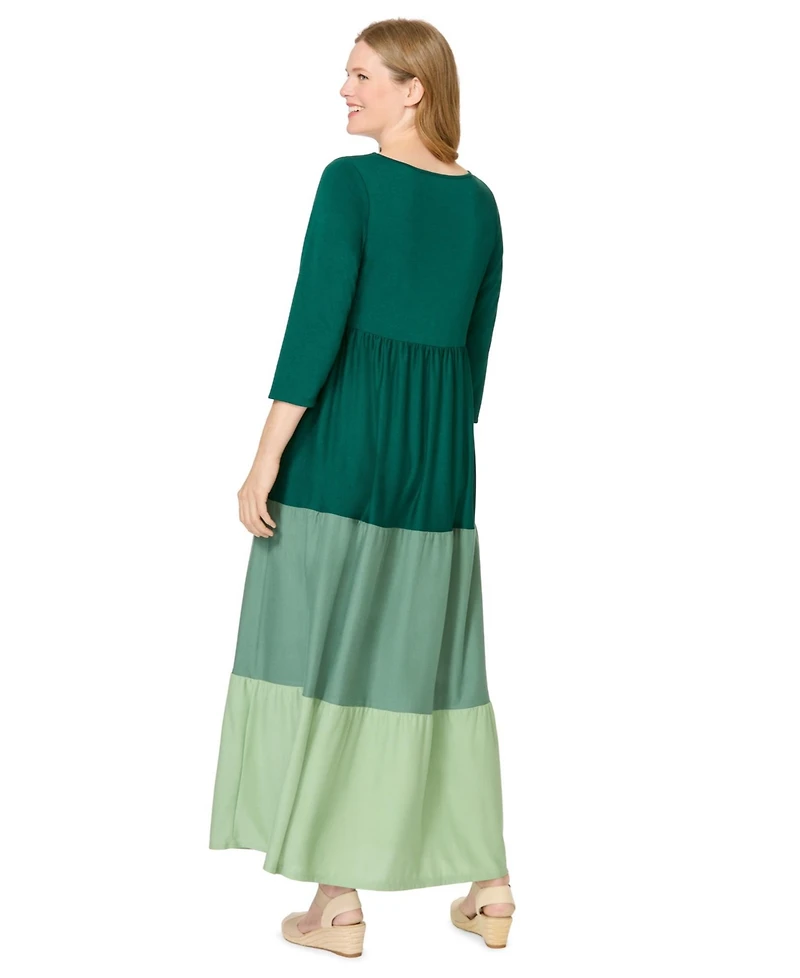 Woman Within Women's Colorblock Tiered Dress