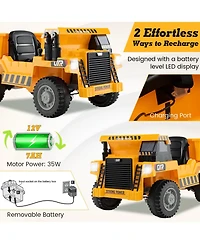 Akiudex 12V Kids Ride On Dump Truck with Remote Control and Storage