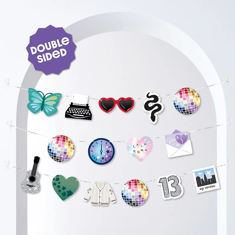 Big Dot of Happiness In My Party Era Garland Banner, 30 Feet of Cord, 15 Double-Sided Pop Star Icons