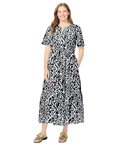 Woman Within Plus Tiered Midi Dress