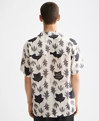 Scotch & Soda Men's Relaxed Fit Short Sleeve Marble Print Button-Front Camp Shirt