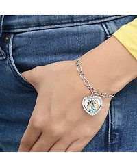Bluey Heart Pendant Chain Bracelet - Silver Tone