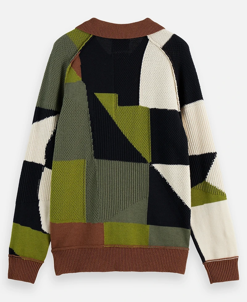 Scotch & Soda Men's Patchwork Long Sleeve Polo Sweater