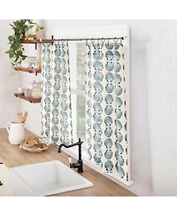 No. 918 Seaside Tonal Seashell Print Semi-Sheer Rod Pocket Kitchen Curtain Tier Pair