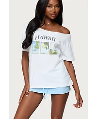 Edikted Women's Hawaiian Babe Off Shoulder T Shirt
