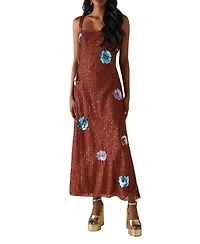 Warehouse Women's Hand Embellished Flower Burst Midi Dress