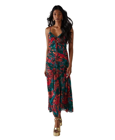 Warehouse Women's Chiffon Gathered Channel Midi Dress