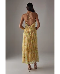 Warehouse Chiffon Ruffle Strappy Floaty Maxi Dres