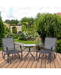 Flynama 3 Piece Outdoor Glider Chair with Coffee Table Bistro Set, 2 Patio Rocking Swing Chairs with Breathable Sling Fabric, Glass Tabletop, for Back