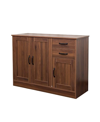 Casainc Modern Wood Buffet Cabinet with 2 Doors, 2 Drawers and Open Storage, 43.3 Inch Console