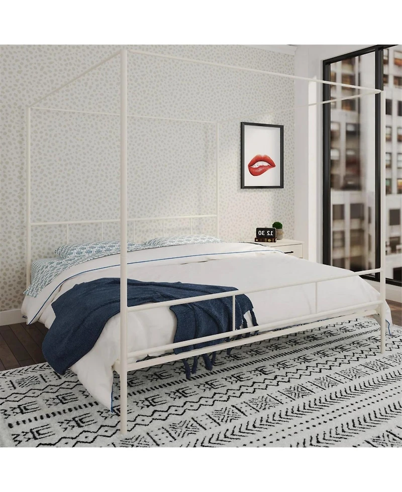 Slickblue Modern Metal Canopy Bed Frame with Headboard and Footboard for Stylish Bedrooms