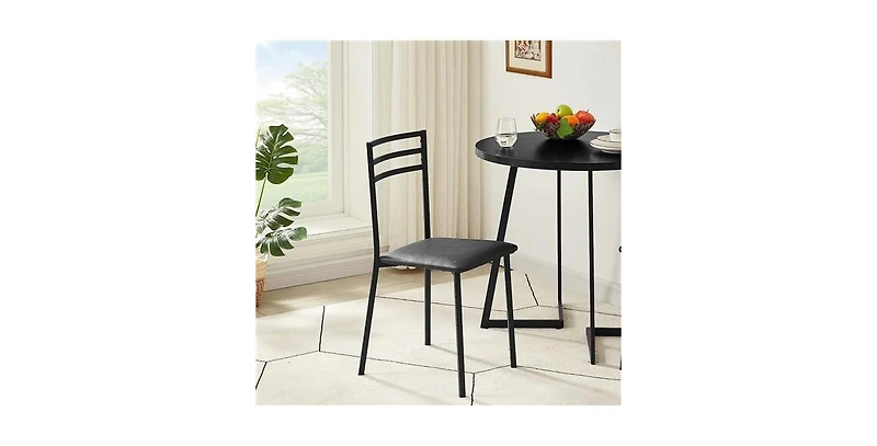Modern 3-Piece Dining Set with Round Wood-Top Table and 2 Chairs for Kitchen