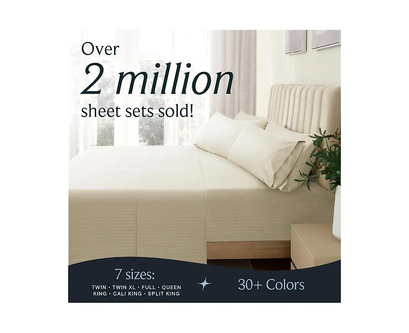 3PC Striped Silky Soft Cooling Deep Pocket Performance Sheet Set