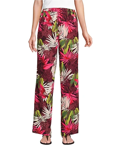 Lands' End Women's Petite Rayon High Rise Wide Leg Pants - Set Bottom
