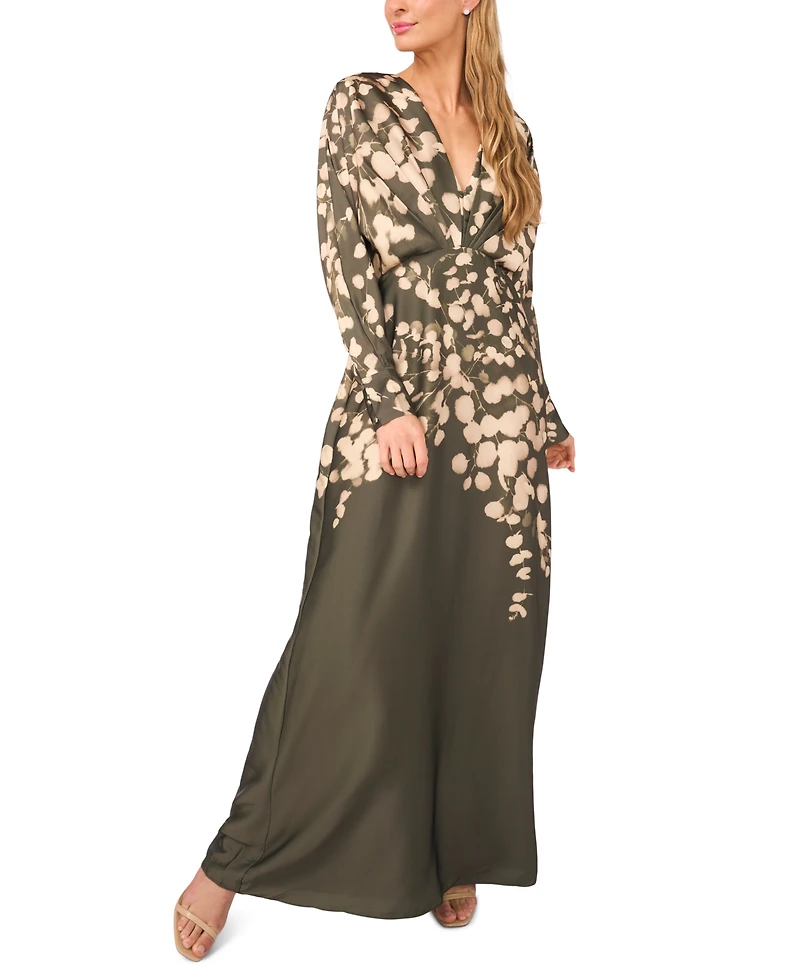 Parker Women's Pleated Wrap Dolman Sleeve Maxi Dress