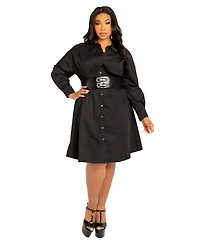 Buxom Couture Women's Plus Cinch Waist Belt Shirt Dress