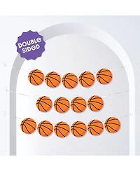 Big Dot of Happiness Basketball Garland Banner, 30 Feet of Cord, 15 Double-Sided Orange Basketballs