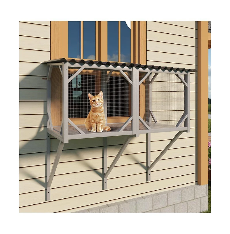 Zeus & Ruta Wooden Cat Window Perch for Large Indoor Cats