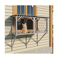 Zeus & Ruta Wooden Cat Window Perch for Large Indoor Cats
