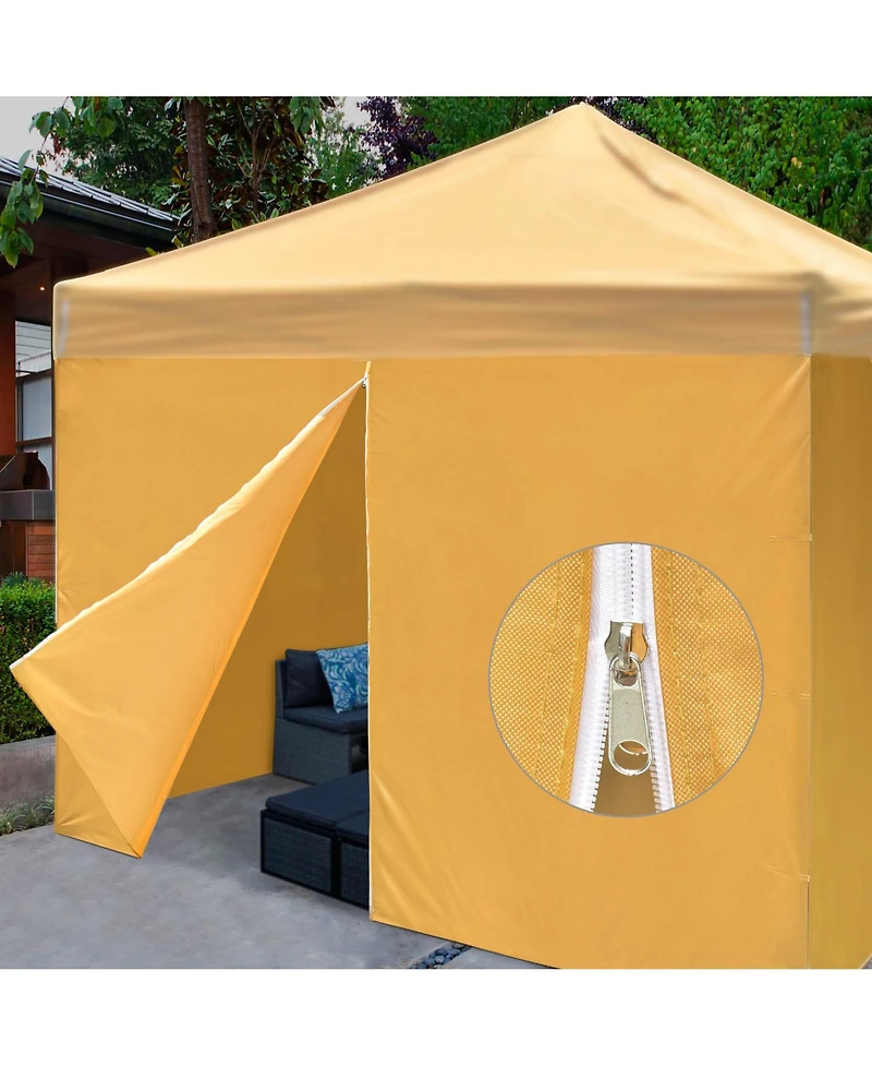 InstaHibit Set of 4 Sidewall Fits 10x10ft Canopy Tent with Zipper UV30+ Outdoor Party Yellow
