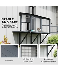 PawHut Outdoor Cat Catio, Cat Enclosure Window Perch with Jumping Platform