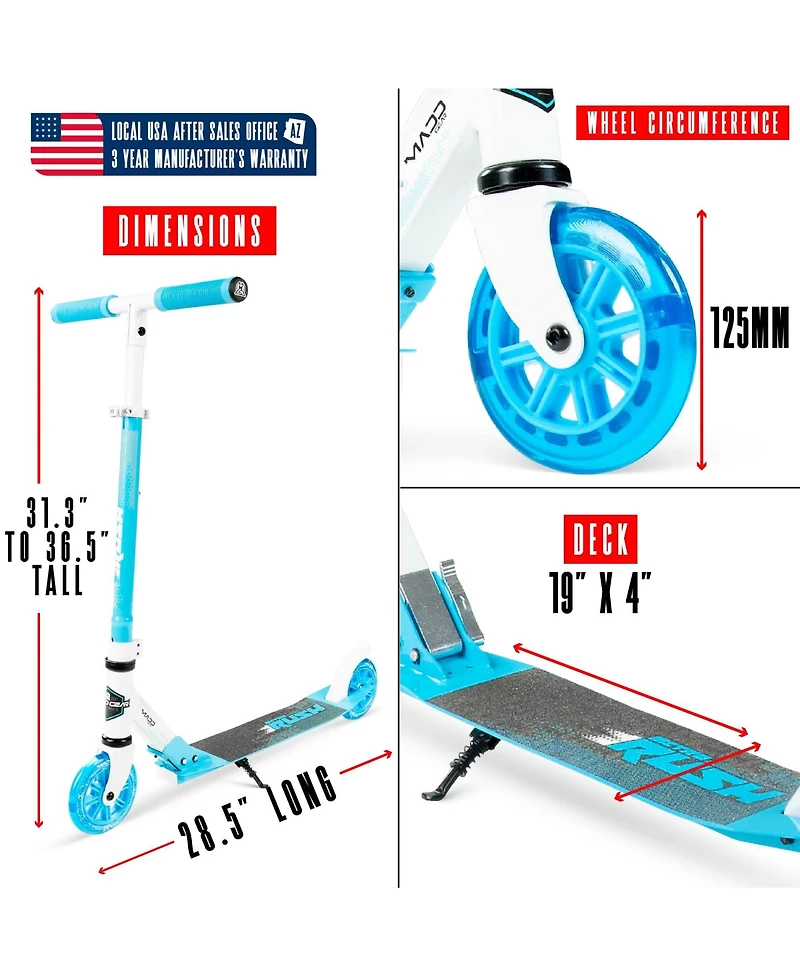 Folding Kick Scooter with Lights - Madd Gear Rush 125