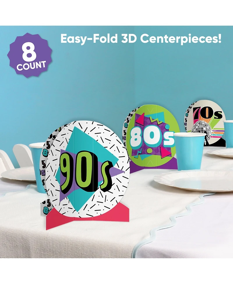 Big Dot of Happiness Freestanding 3D Through the Decades Centerpiece Table Decorations