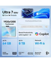 Hp Essential 27" Premium All-in-One Intel Core Ultra 7 155U 8GB Ram Intel Graphics 512GB Ssd Storage Windows 11 Home Fhd 60Hz - White
