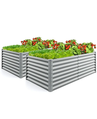 Gymax 2 Pcs Raised Garden Bed Large Metal Planter Box Kit for Vegetable Herb 6' x 3' 2'