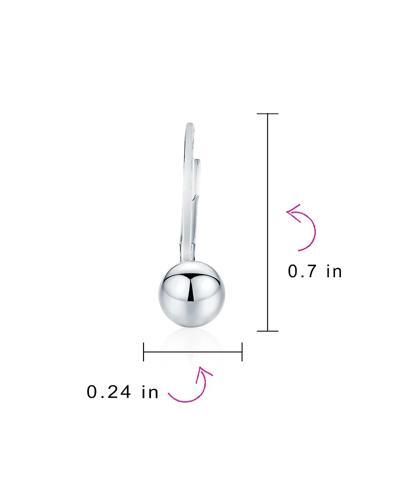 Bling Jewelry Set of 2 Round Drop Ball Earrings Bead Sterling Silver 6MM & 8MM Bead Lever Back