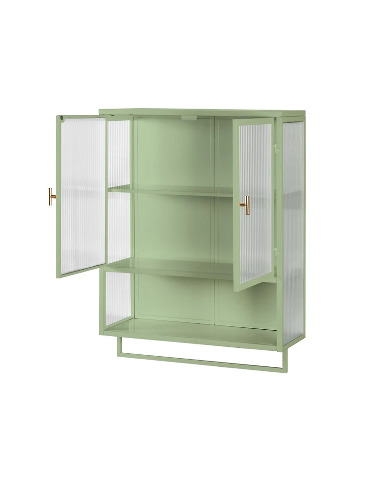 Casainc 24" Wall Cabinet with Glass Doors, Open Shelf and Towel Rack for Multiple Rooms