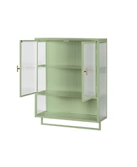 Casainc 24" Wall Cabinet with Glass Doors, Open Shelf and Towel Rack for Multiple Rooms