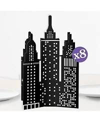 Big Dot of Happiness Freestanding 3D Nighttime City Skyline Centerpiece Table Decorations - 8 Count