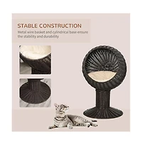 Zeus & Ruta 27" Rattan Cat House with Scratcher and Cushion